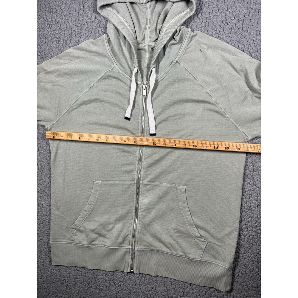 Athleta Womens Medium Green Full Zip Hoodie Cotton Blend Raglan Sleeve Jacket - Picture 9 of 10